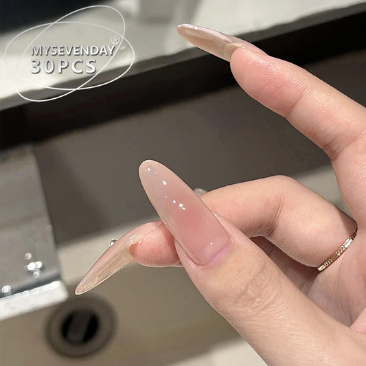 Glamorous Elegance Long Almond Pink Press On Nail Set with Stunning Glossy Finish