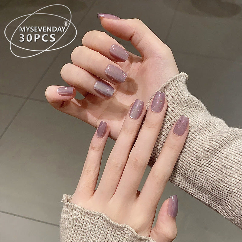 Chic Elegance Medium Square Purple Ombre Press On Nail Set with Glossy Finish