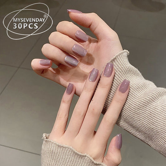 Chic Elegance Medium Square Purple Ombre Press On Nail Set with Glossy Finish