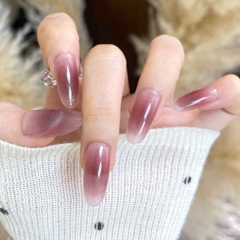 Whimsical Elegance Long Oval Gradient Pink Color Changing Press On Nail Set