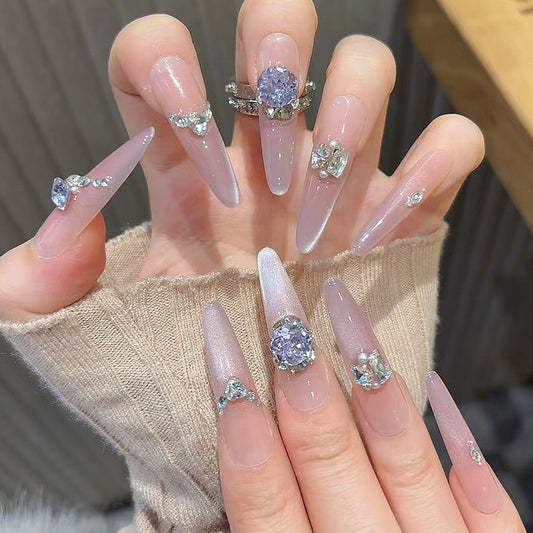 Glamorous Stiletto Long Lavender with Sparkling Accents Press-On Nail Set