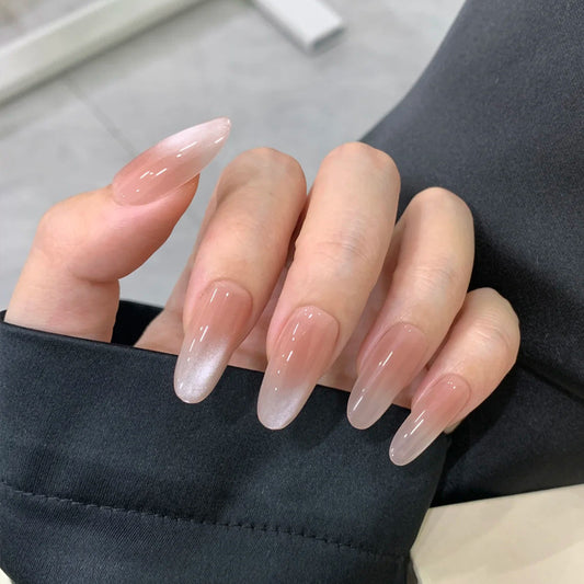Glamorous Elegance Long Oval Ombre Pink Press On Nail Set with Glossy Finish