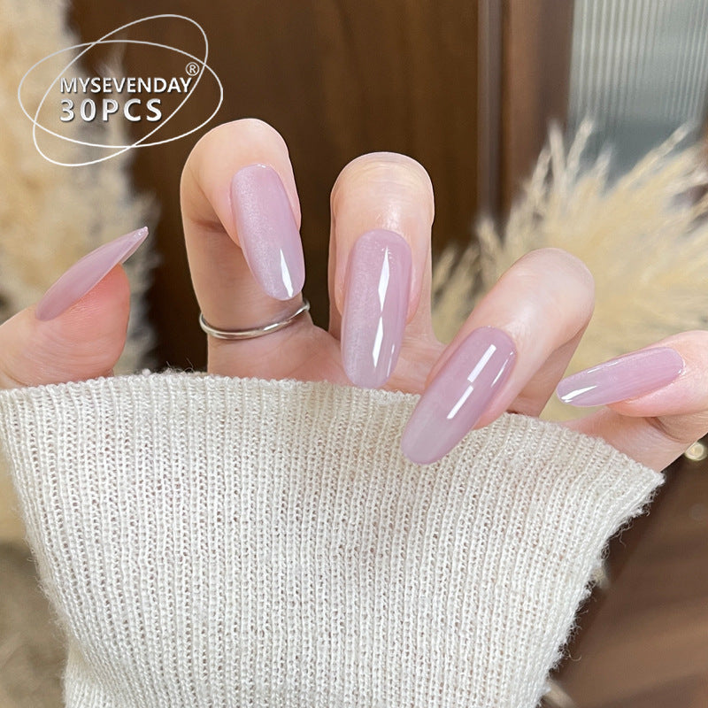 Dreamy Blossom Long Oval Pink Ombre Press On Nail Set with a Sheer Sparkle Finish