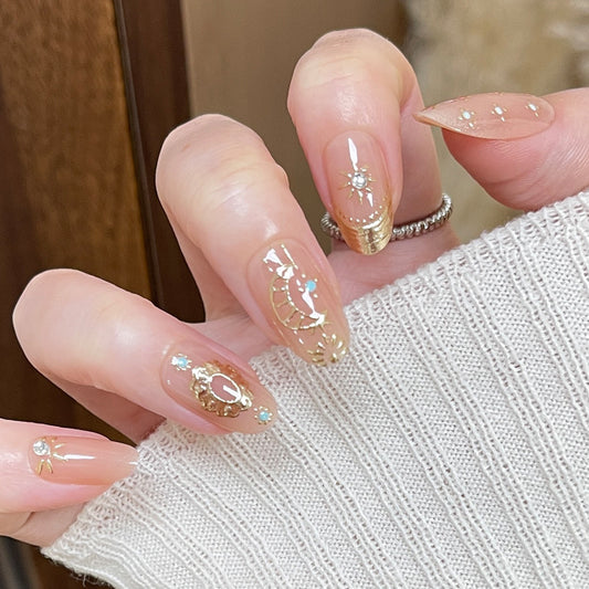 Celestial Dream Medium Oval Clear with Sparkling Star Accents Press On Nail Set
