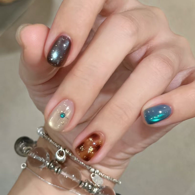 Celestial Wonders Short Squoval Multicolor with Sparkling Accents Press On Nail Set