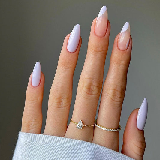 Enchanted Garden Long Almond Lavender Press On Nail Set with Iridescent Tips