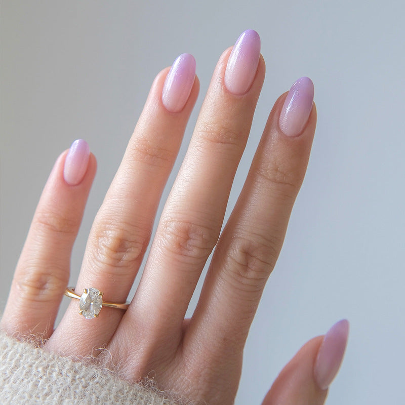 Whimsical Lavender Dream Short Oval Shaped Soft Gradient Effect Press On Nail Set