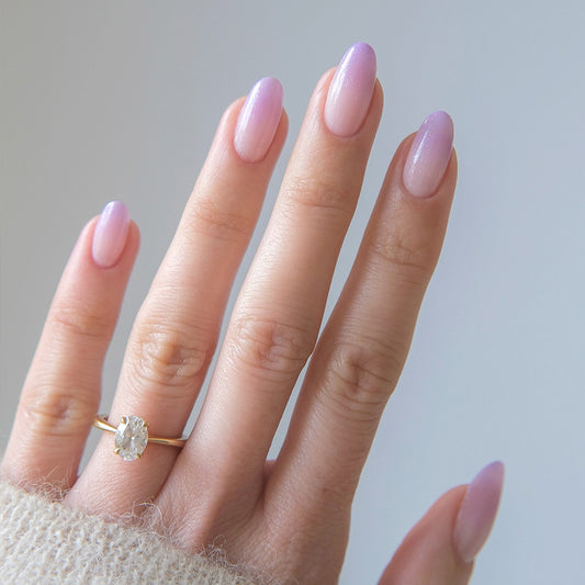 Whimsical Lavender Dream Short Oval Shaped Soft Gradient Effect Press On Nail Set
