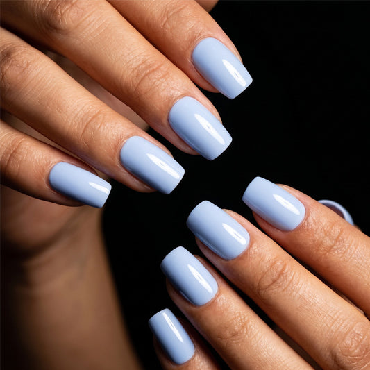Serene Skies Medium Square Light Blue Glossy Press On Nail Set