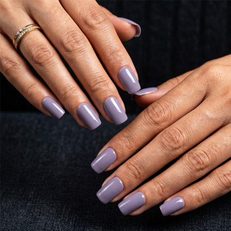 Chic Lavender Dream Short Square Glossy Finish Press On Nail Set