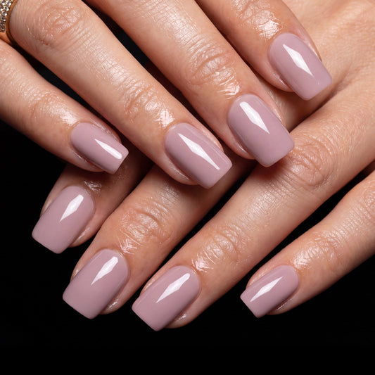 Vintage Charm Short Square Mauve Glossy Press On Nail Set