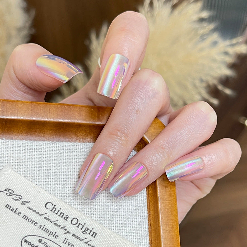Celestial Dreams Long Square Iridescent Glossy Nail Set
