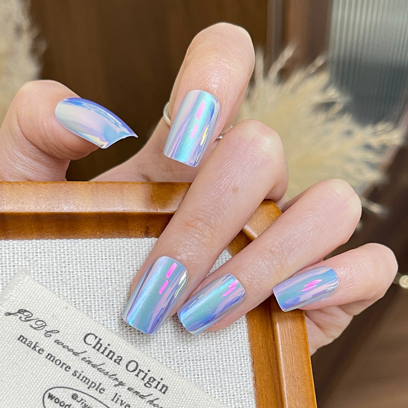 Celestial Dream Long Square Glossy Iridescent Press On Nail Set