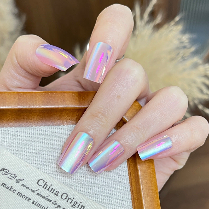 Celestial Dreams Long Square Iridescent Press On Nail Set with Shimmering Finish