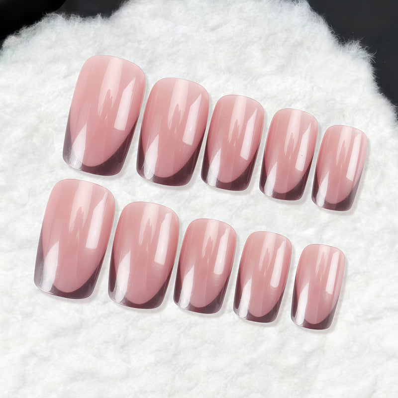 Chic Elegance Medium Square Blush Pink Gradient Press On Nail Set for Effortless Glamorous Looks