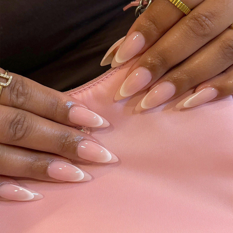 Glamorous Stardust Medium Almond Pink Ombre Press On Nail Set