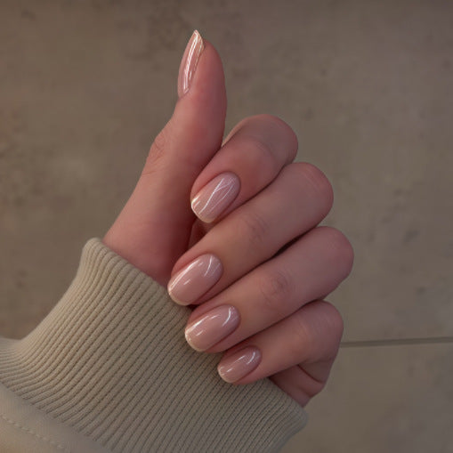 Elegant Blush Short Square French Tip Press-On Nail Set