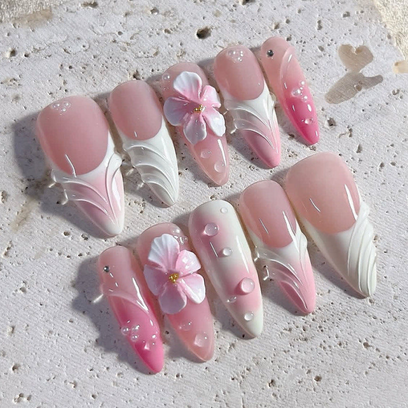 Blossom Dream Long Stiletto Pink Floral Design Press On Nail Set