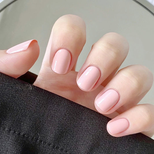 Chic Bliss Short Oval Soft Pink Press On Nail Set with Glossy Finish