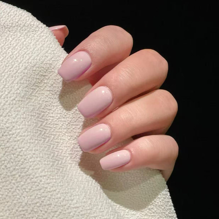 Dreamy Pastel Elegance Short Square Soft Pink Glossy Finish Press On Nail Set