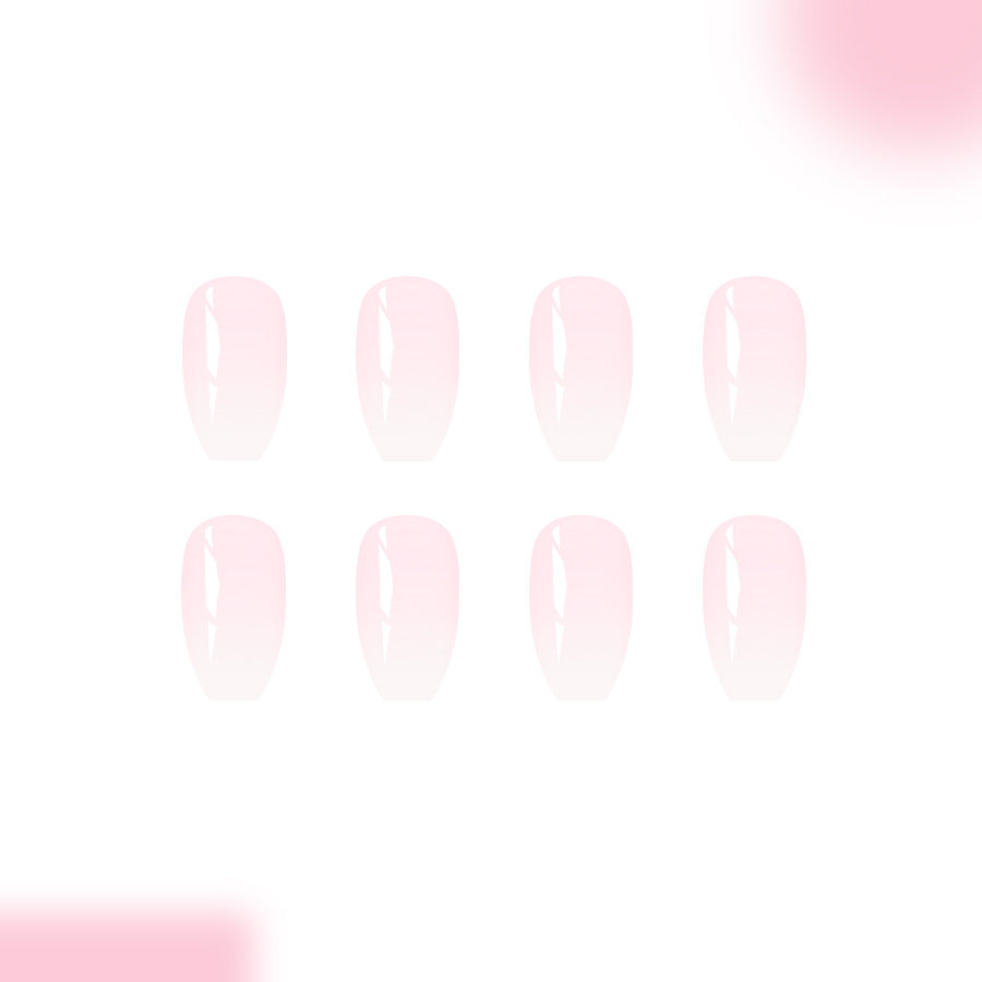 Elegant Blossom Medium Coffin Soft Pink Glossy Press-On Nail Set with Ombre Finish
