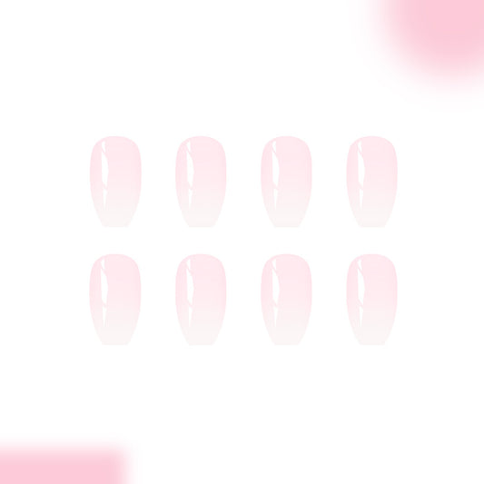 Elegant Blossom Medium Coffin Soft Pink Glossy Press-On Nail Set with Ombre Finish
