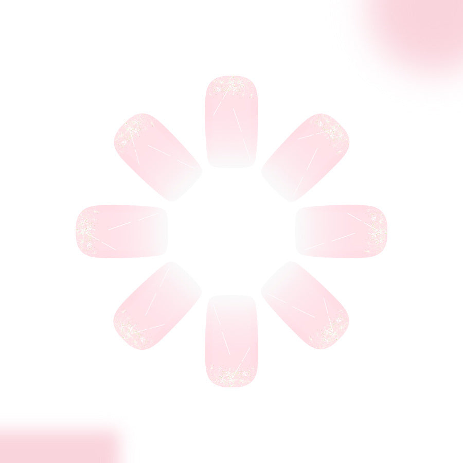 Blossom Beauty Press On Nail Set Medium Square Pink with Delicate Glitter Accents