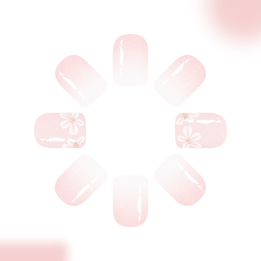 Blossom Bliss Short Square Pastel Pink with Floral Accent Press-On Nail Set