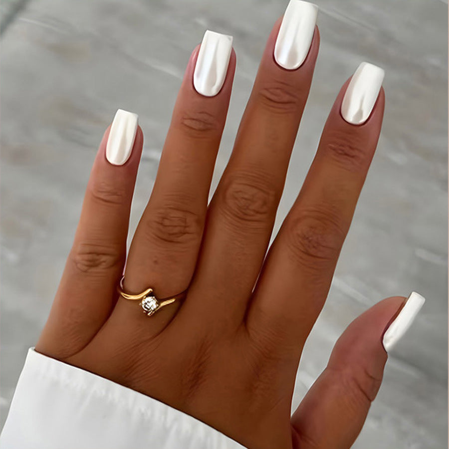 Elegant Winter Wonderland Long Square Glossy Finish Press On Nail Set