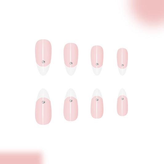 Glamorous Elegance Medium Almond Blush Pink with Crystal Accent Press-On Nail Set