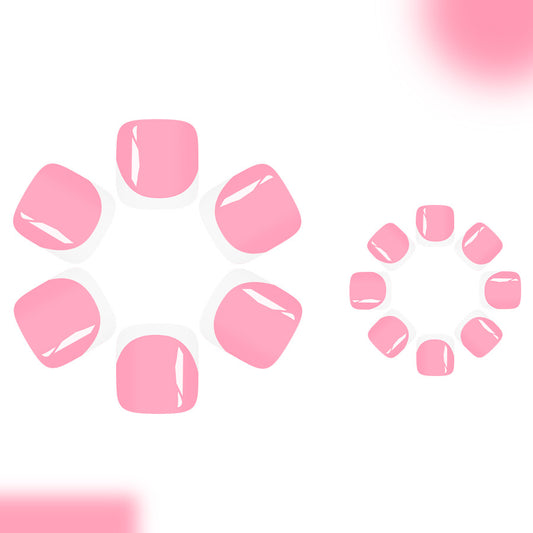 Blossom Elegance Short Square Pink Press on Toenail Set with Glossy Finish