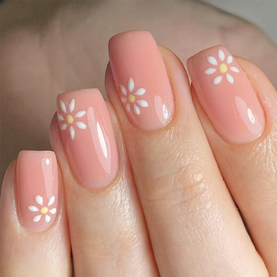 Blossom Dream Pink Medium Square Press on Nail Set with Charming Flower Accents