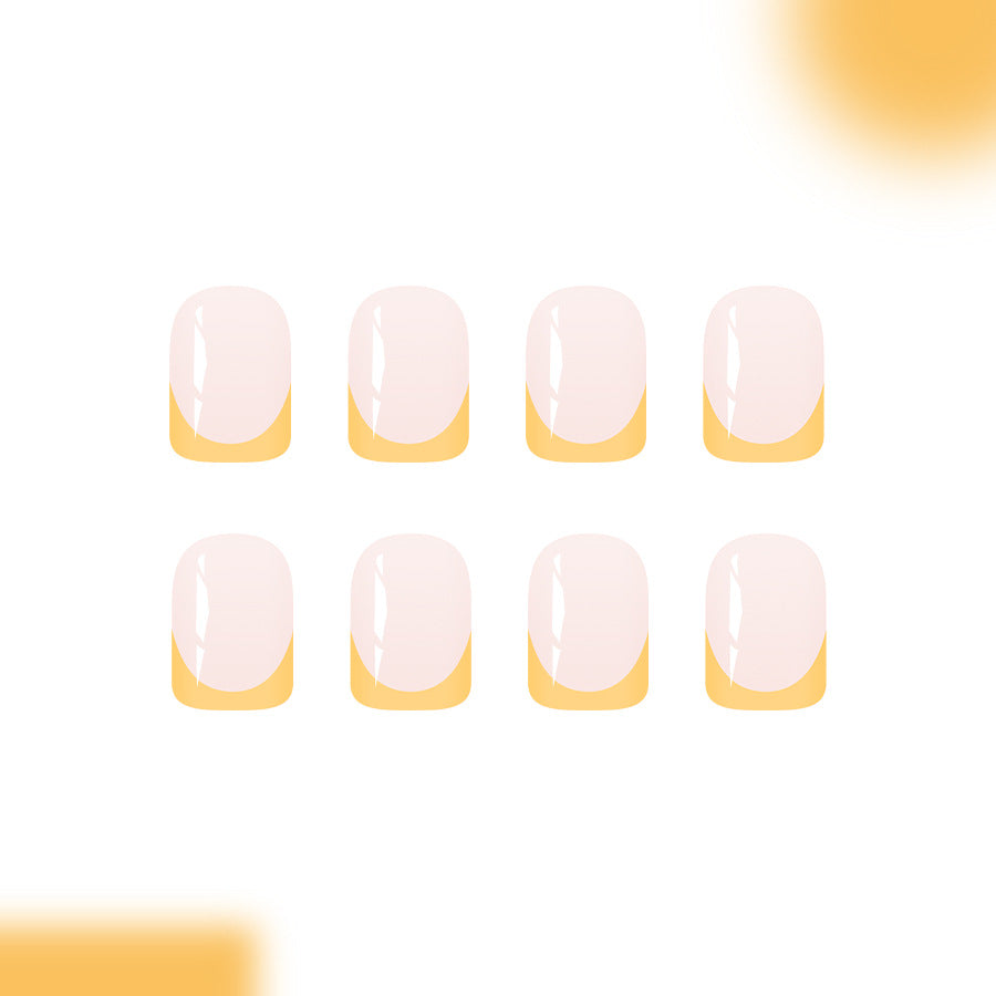 Sunny Delight Short Square Pink and Yellow Press On Nail Set with Chic Two-Tone Design