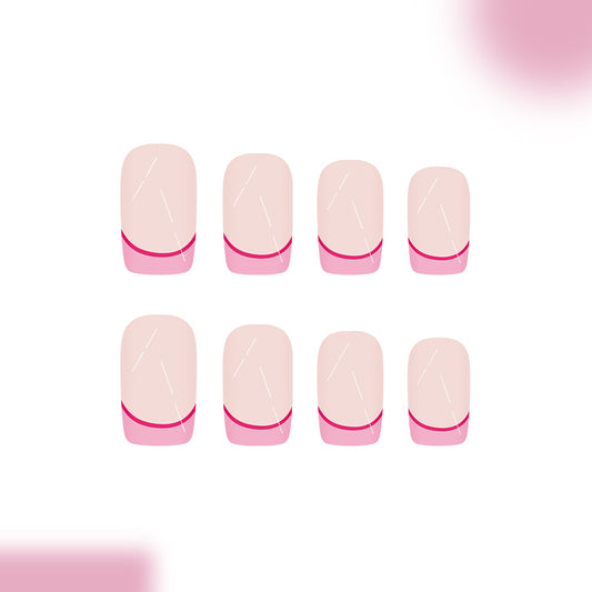 Sweet Romance Medium Square Pink Gradient Nail Set with Glossy Finish