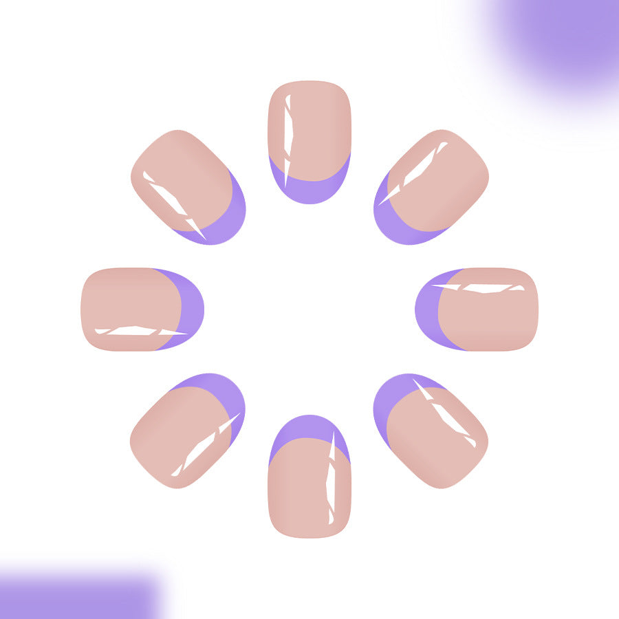 Charming Lavender Dream Short Oval Press On Nail Set in Elegant Long Length with Stylish French Tips