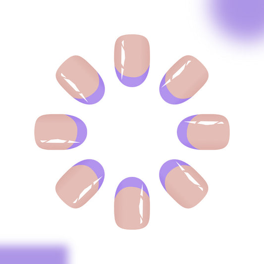 Charming Lavender Dream Short Oval Press On Nail Set in Elegant Long Length with Stylish French Tips