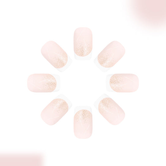 Glamorous Elegance Short Square Soft Pink with Shimmering Accents Press On Nail Set