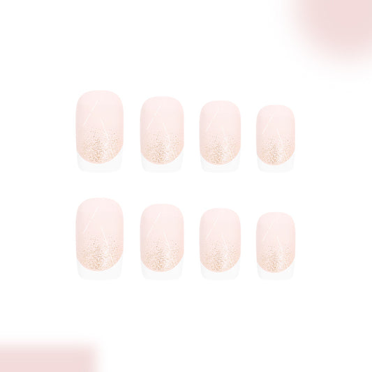Elegant Blossom Short Square Blush Pink Ombre with Shimmering Gradient Press on Nail Set