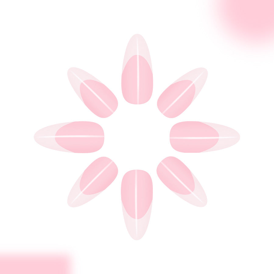 Dreamy Blossom Medium Almond Pink Press On Nail Set with Chic French Tip Design