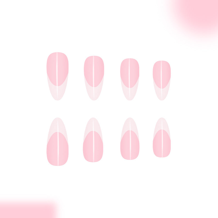 Delicate Blossom Medium Almond Long Pink Gradient Press On Nail Set with Elegant Sheen
