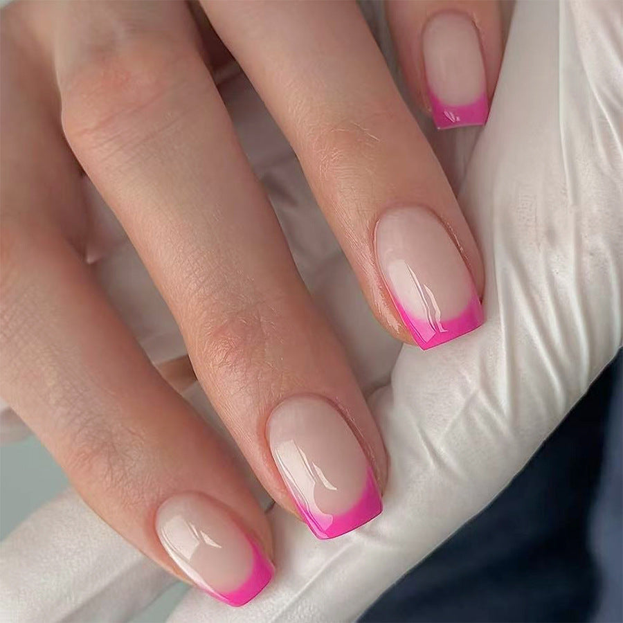 Chic Blossom Short Square Pink Ombre Press-On Nail Set for Effortless Glamour