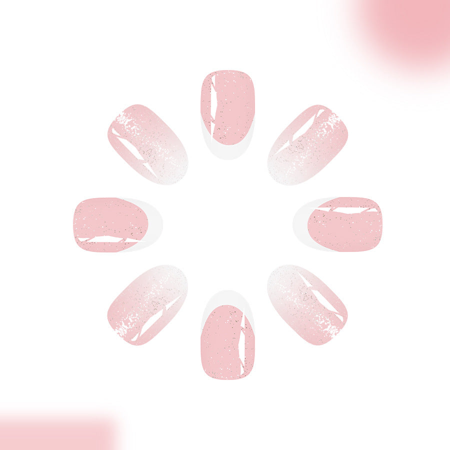 Blush Serenity Medium Oval Pink Ombre Glitter Press On Nail Set