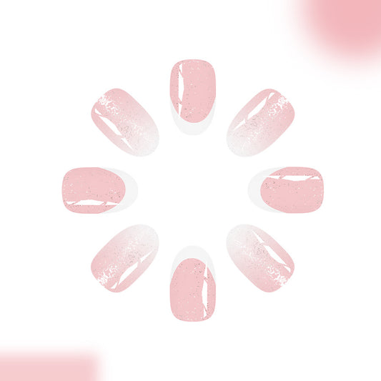 Blush Serenity Medium Oval Pink Ombre Glitter Press On Nail Set