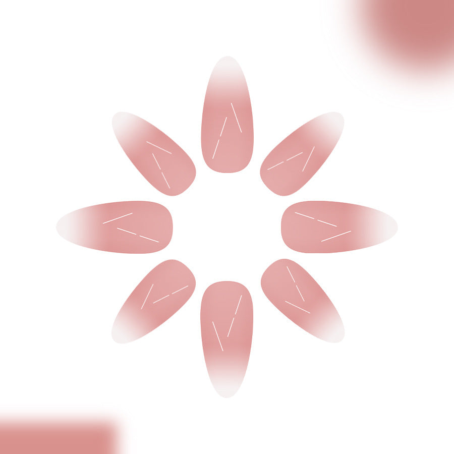 Botanical Bliss Long Almond Blush Gradient Press On Nail Set with Unique Artistic Detailing