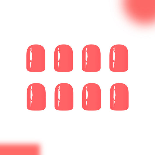 Tropical Bliss Short Square Coral Press On Nails with Unique Glossy Finish
