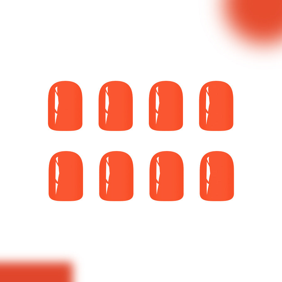 Vibrant Summer Bliss Short Square Bright Orange Press On Nail Set with Glossy Finish