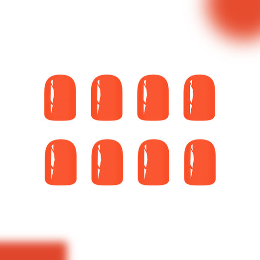 Vibrant Summer Bliss Short Square Bright Orange Press On Nail Set with Glossy Finish