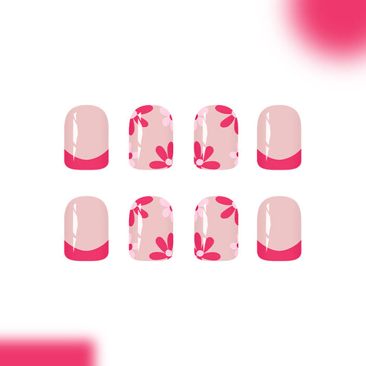 Blossom Dreams Short Square Pink Floral Press-On Nail Set