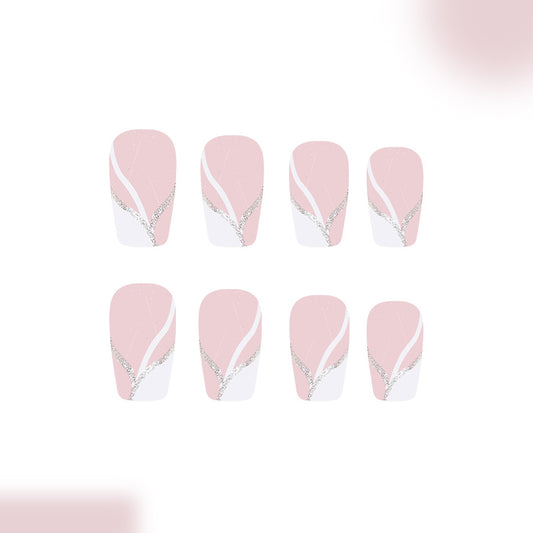 Blossom Dreams Medium Coffin Soft Pink with Sparkling Accent Press on Nail Set