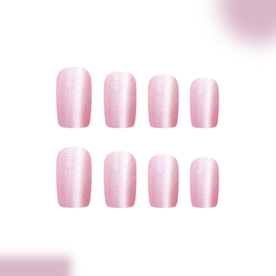 Whimsical Elegance Long Square Shimmering Pink Press On Nail Set